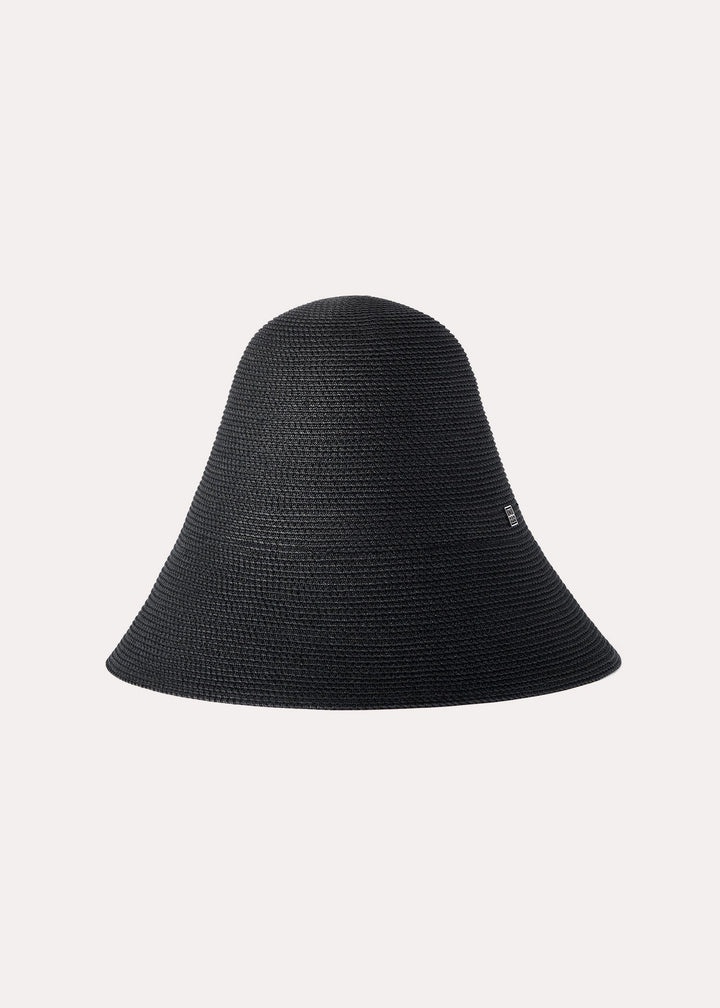 Woven paper straw hat black - 1