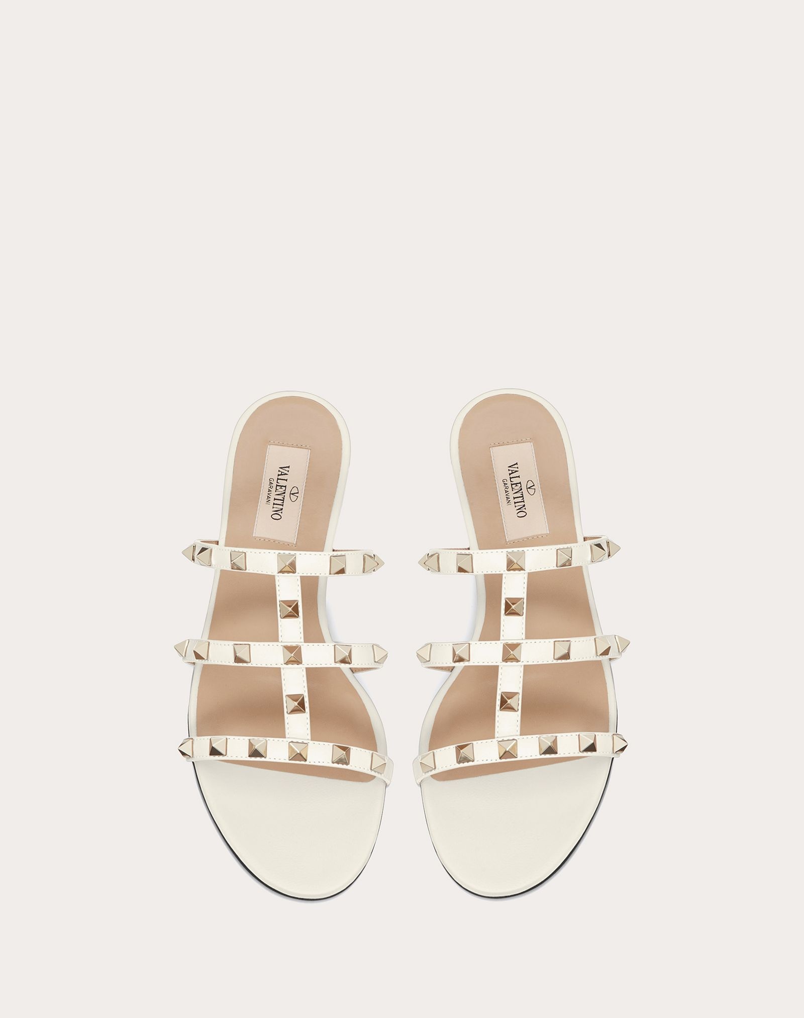 Rockstud flat calfskin slide sandal - 4