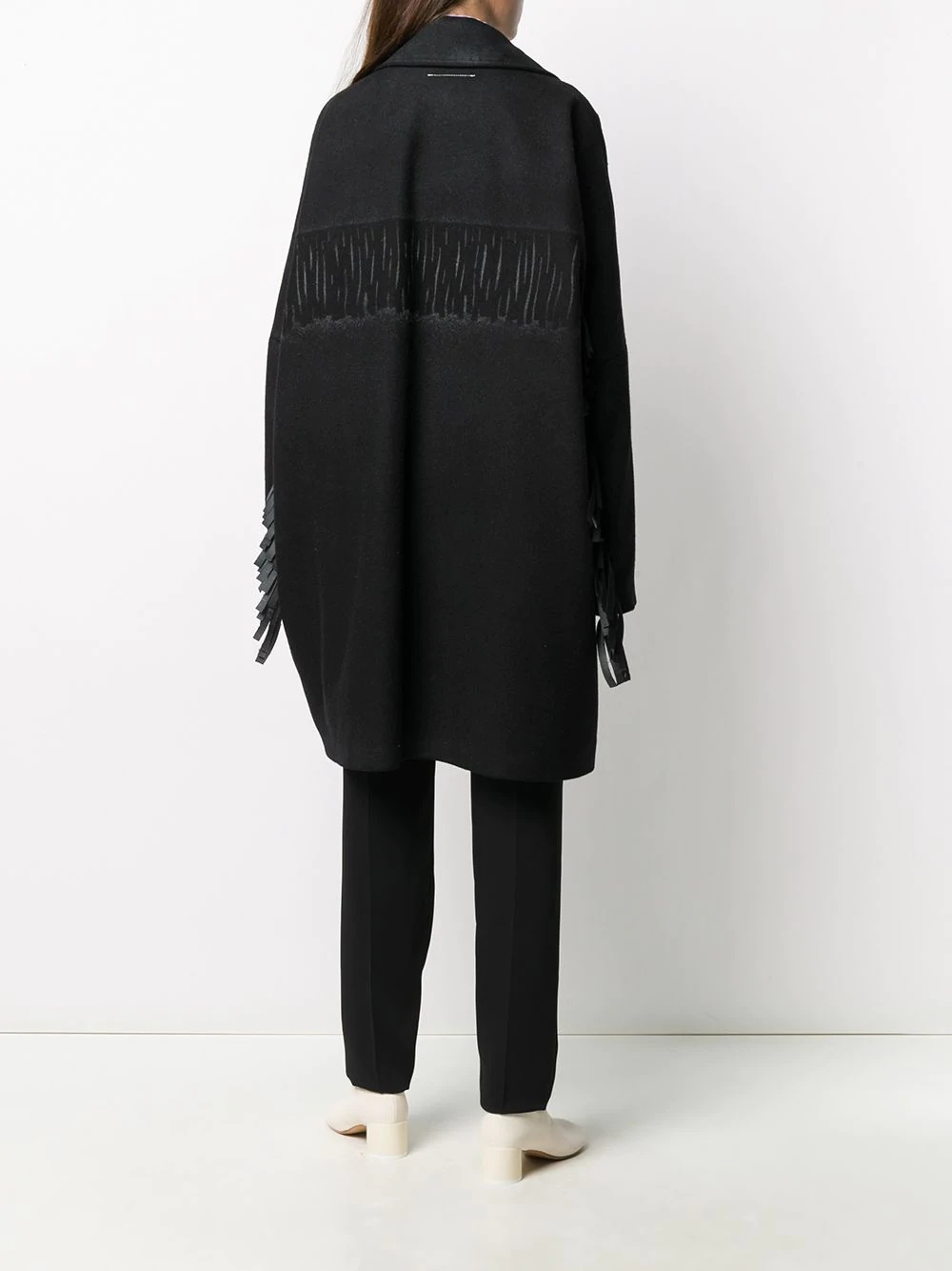 fringe-detail oversize coat - 4