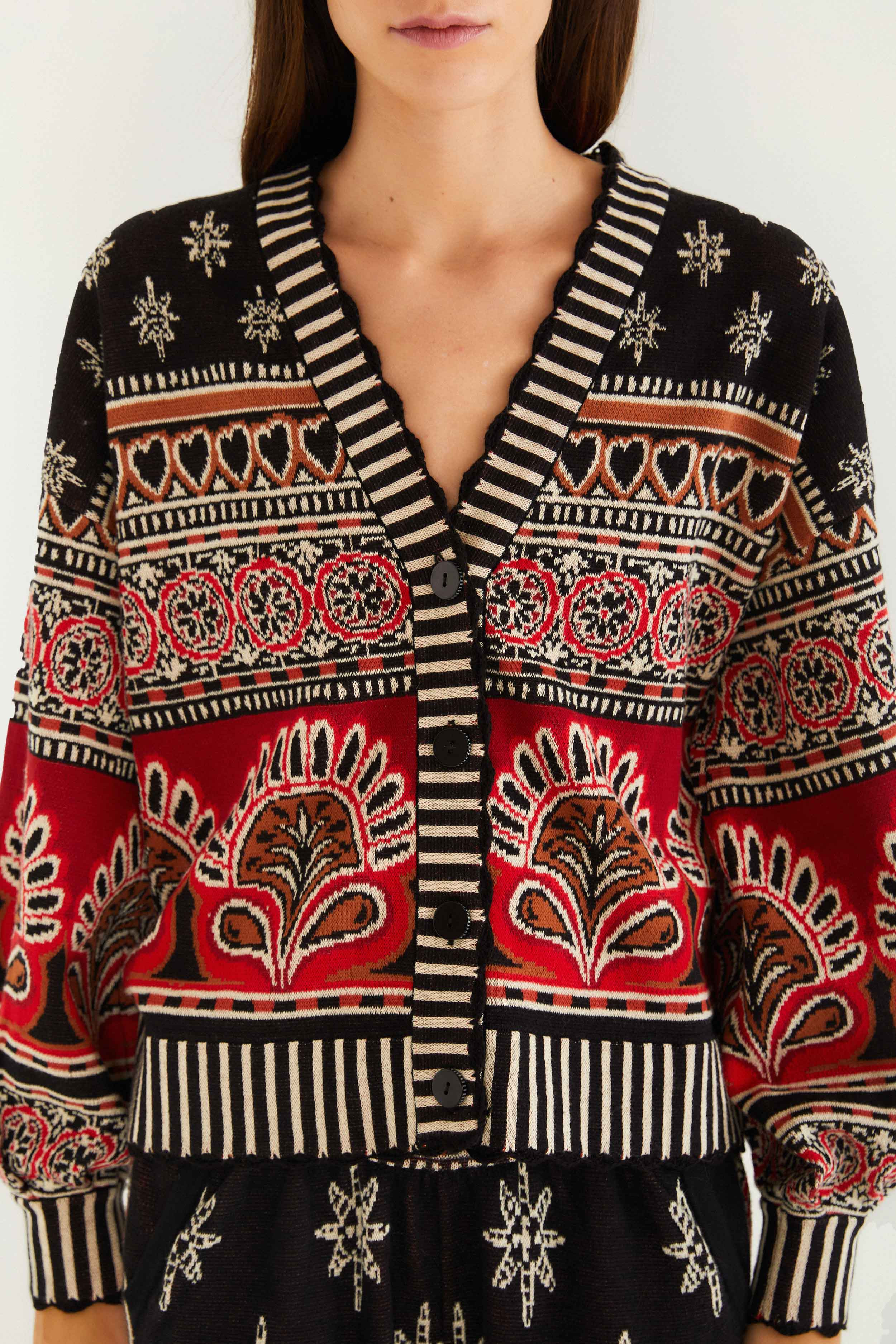 Black Ainika Love Coconut Groove Knit Cardigan - 3