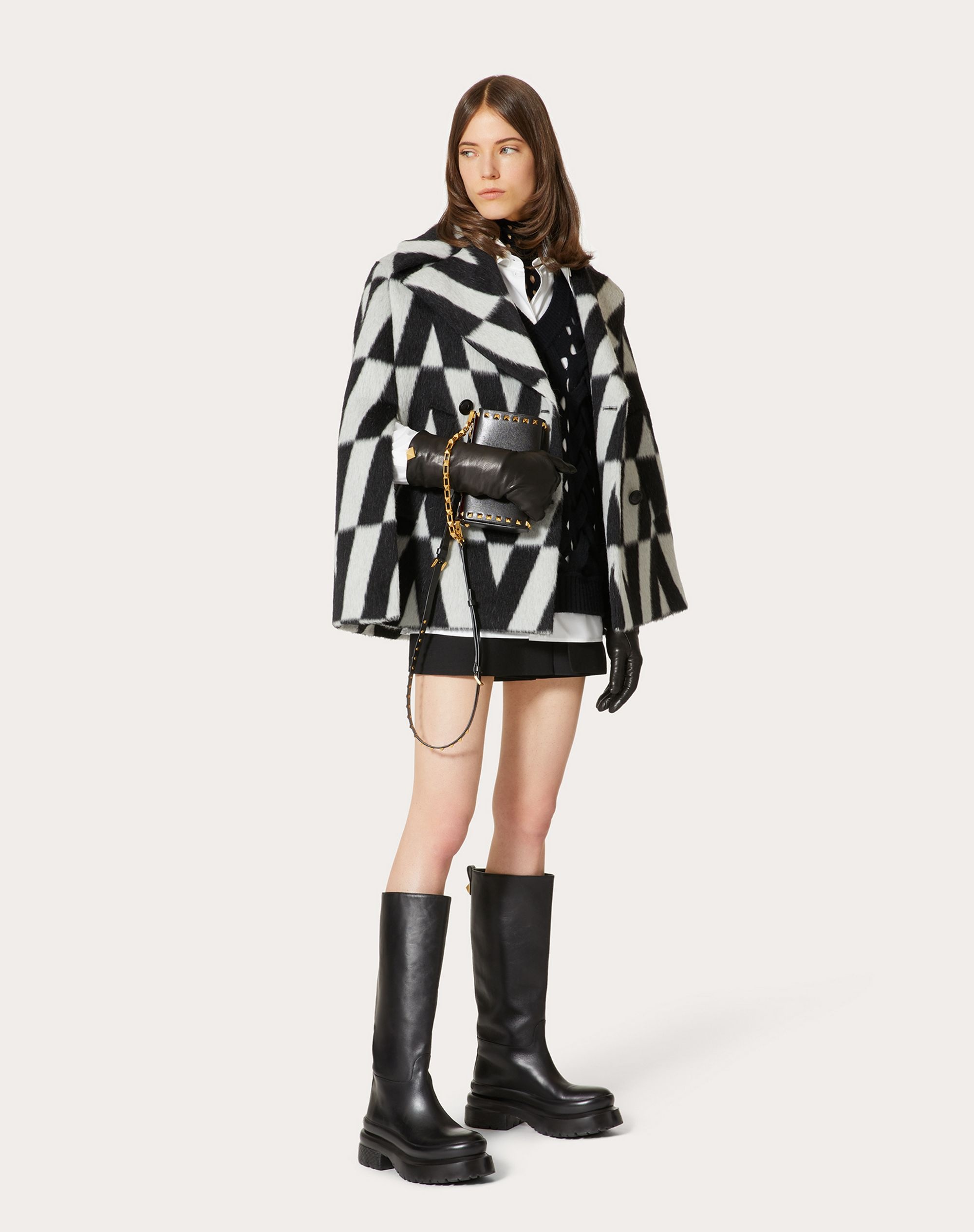 JACQUARD CAPE PEA COAT - 2