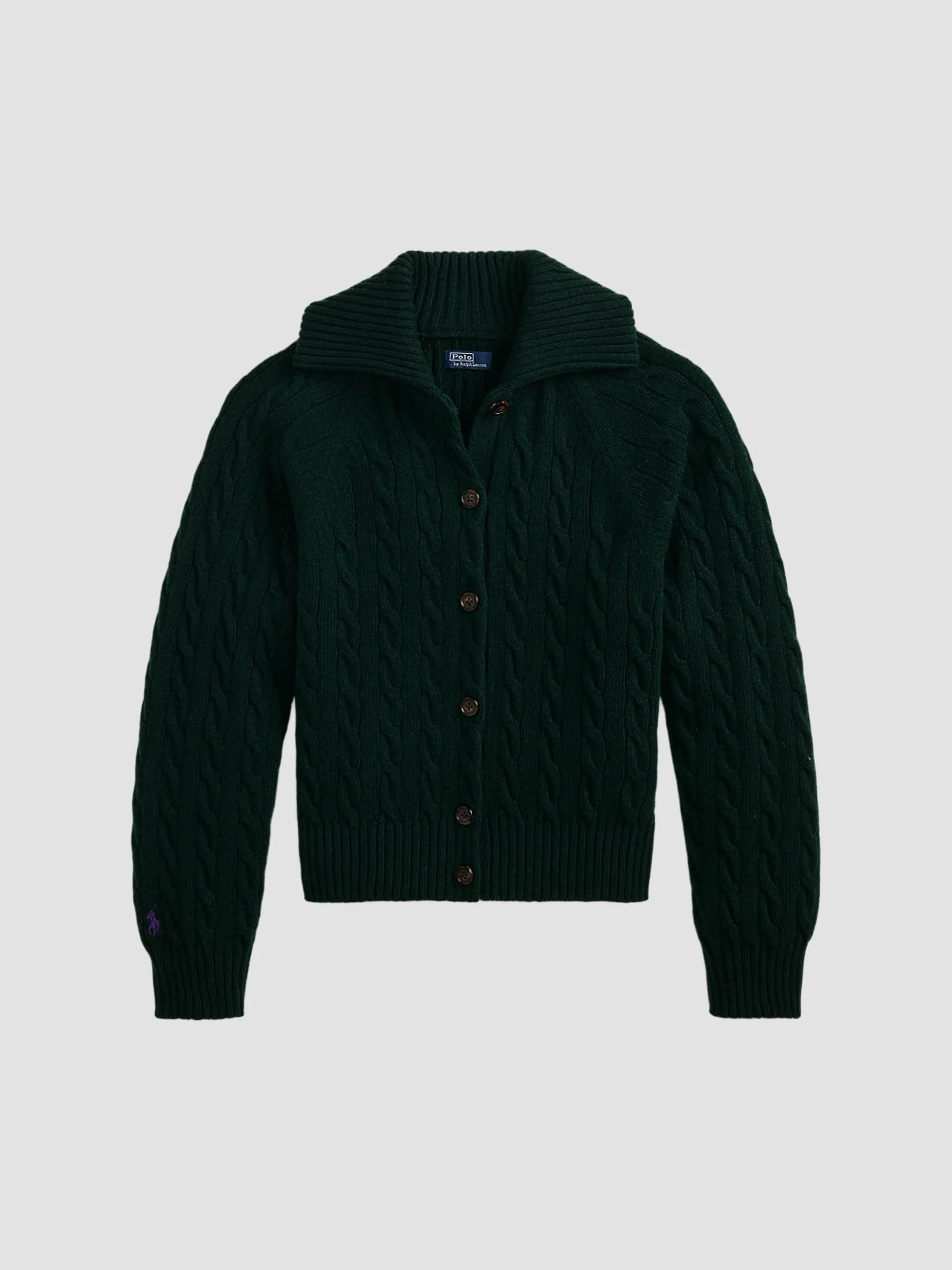 Women's Cable-Knit Wool-Cashmere Cardigan - Green - 1