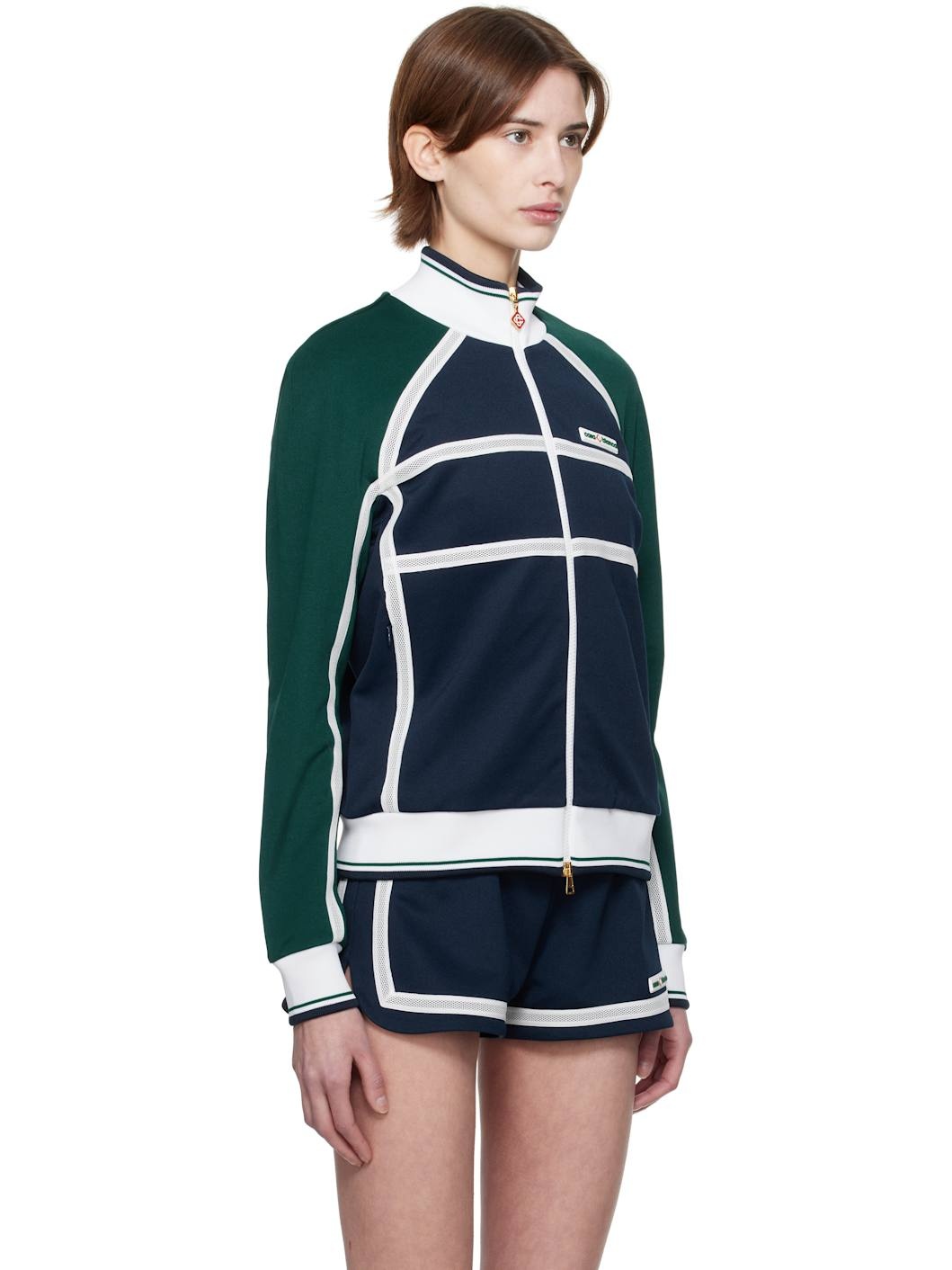 Navy & Green Mesh Tape Track Jacket - 2