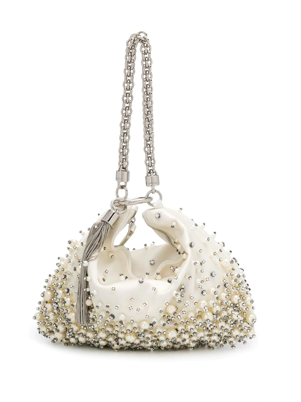 Callie crystal and pearl-embellished clutch bag - 1