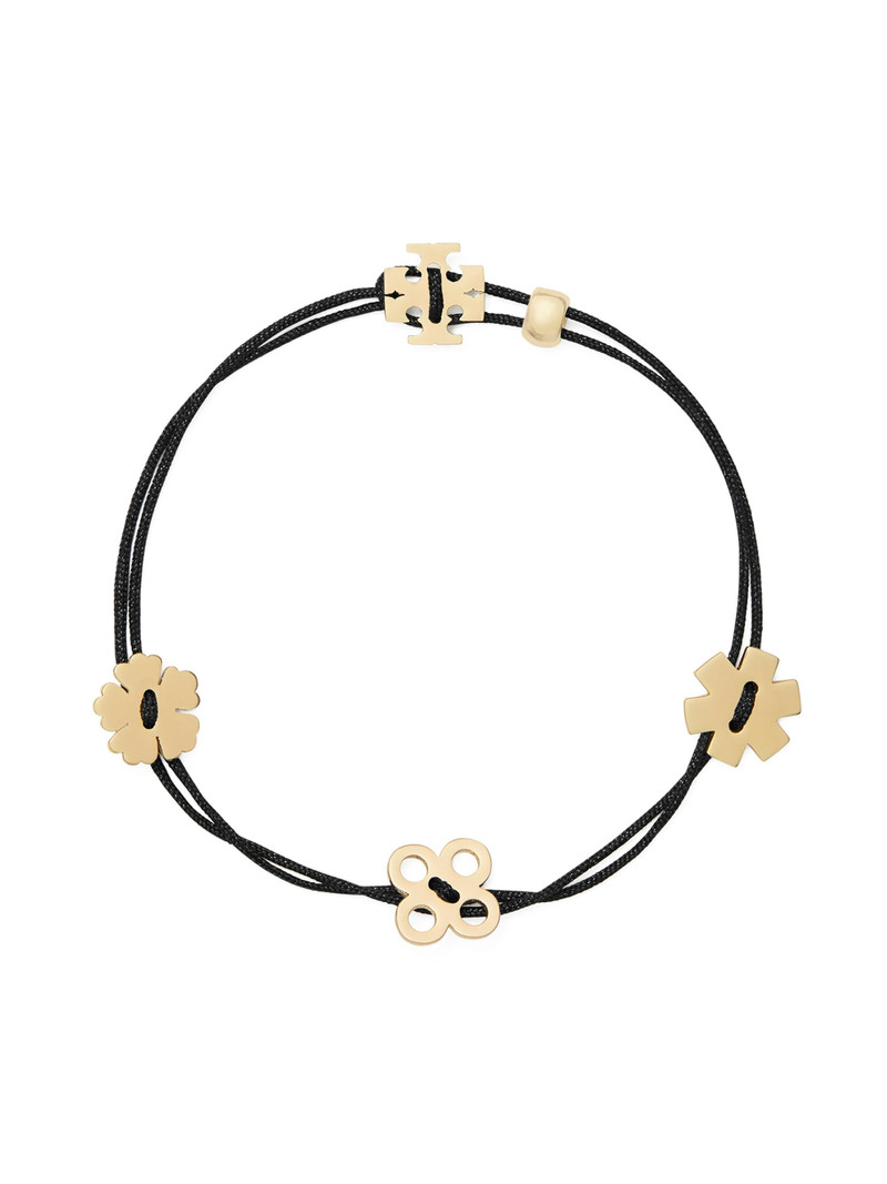 Women's Forget Me Not 18K-Gold-Plated & Nylon Cord Bracelet - Black Tory Gold 1