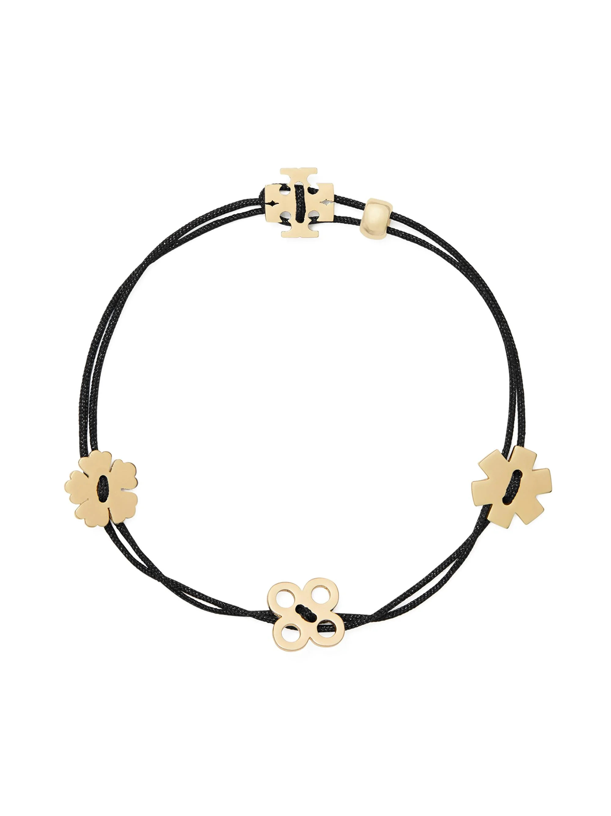 Women's Forget Me Not 18K-Gold-Plated & Nylon Cord Bracelet - Black Tory Gold - 1