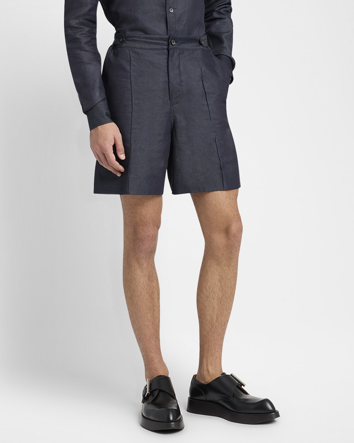 Men's Denim Pintuck Shorts - 4