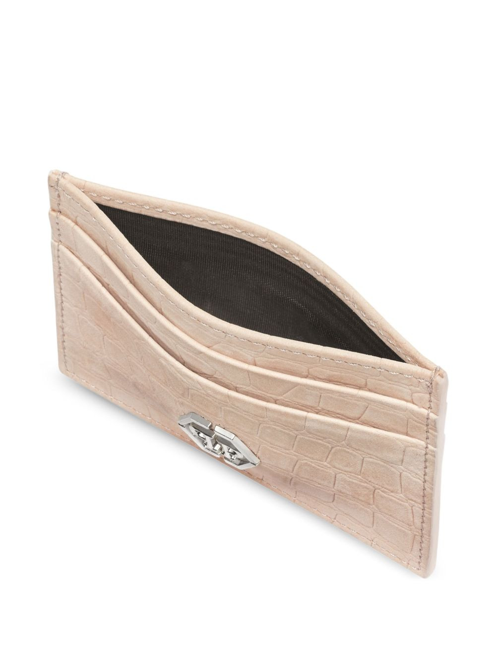 crocodile-print logo-plaque cardholder - 3