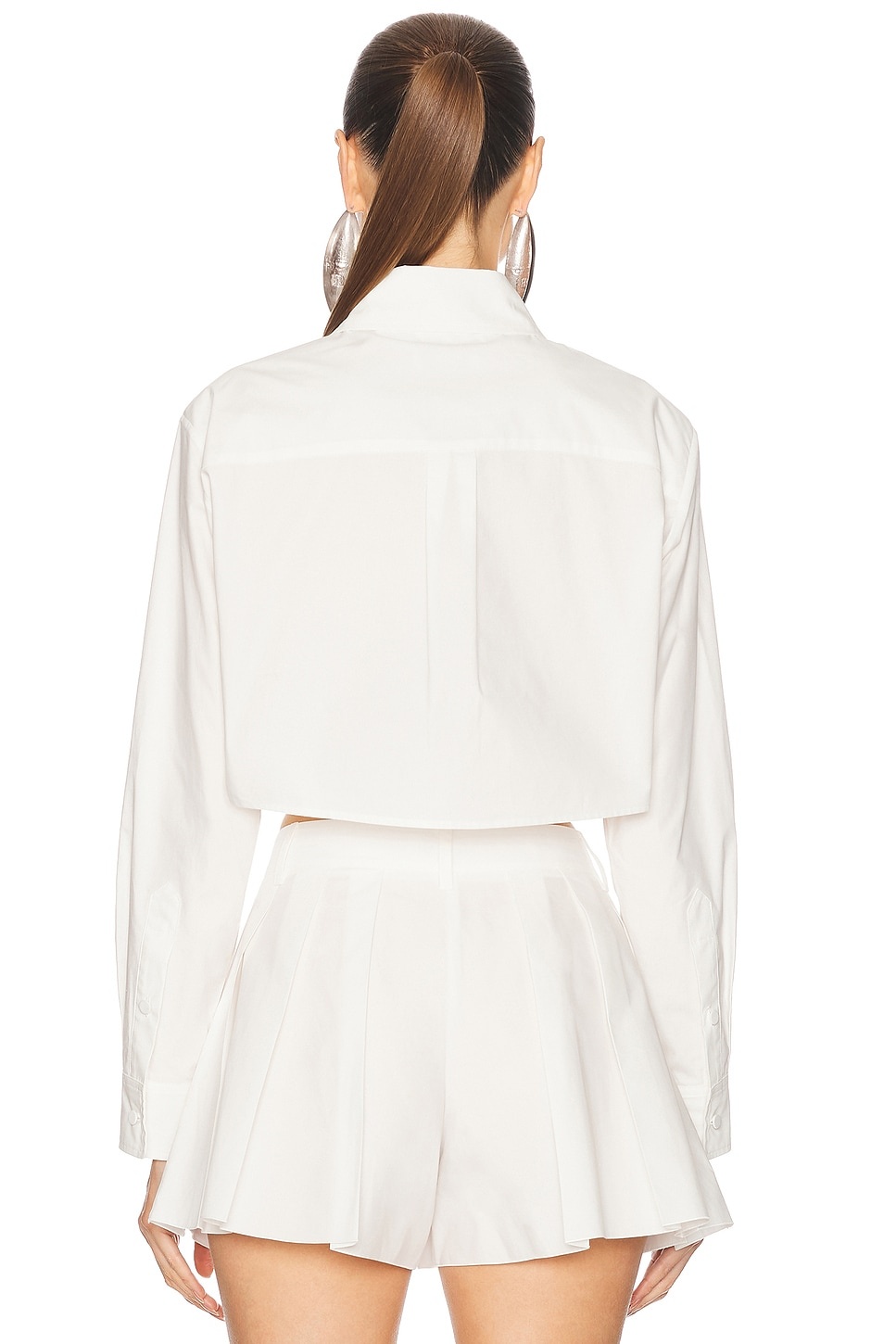 Crystal Rosette Poplin Cropped Shirt - 4
