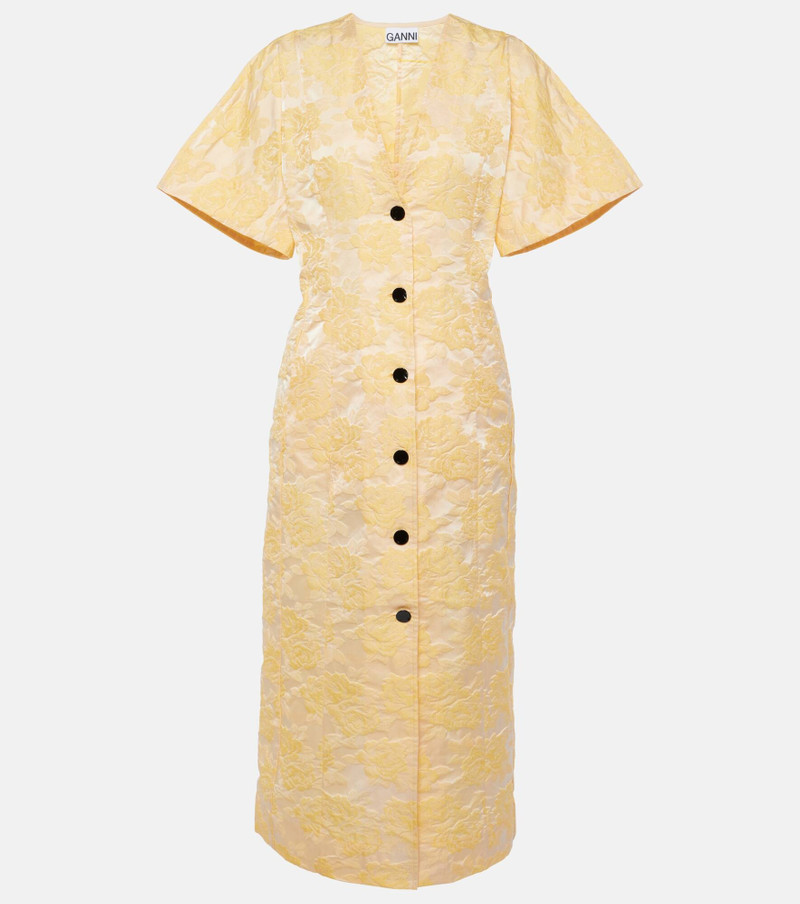 Floral jacquard shirt dress 1