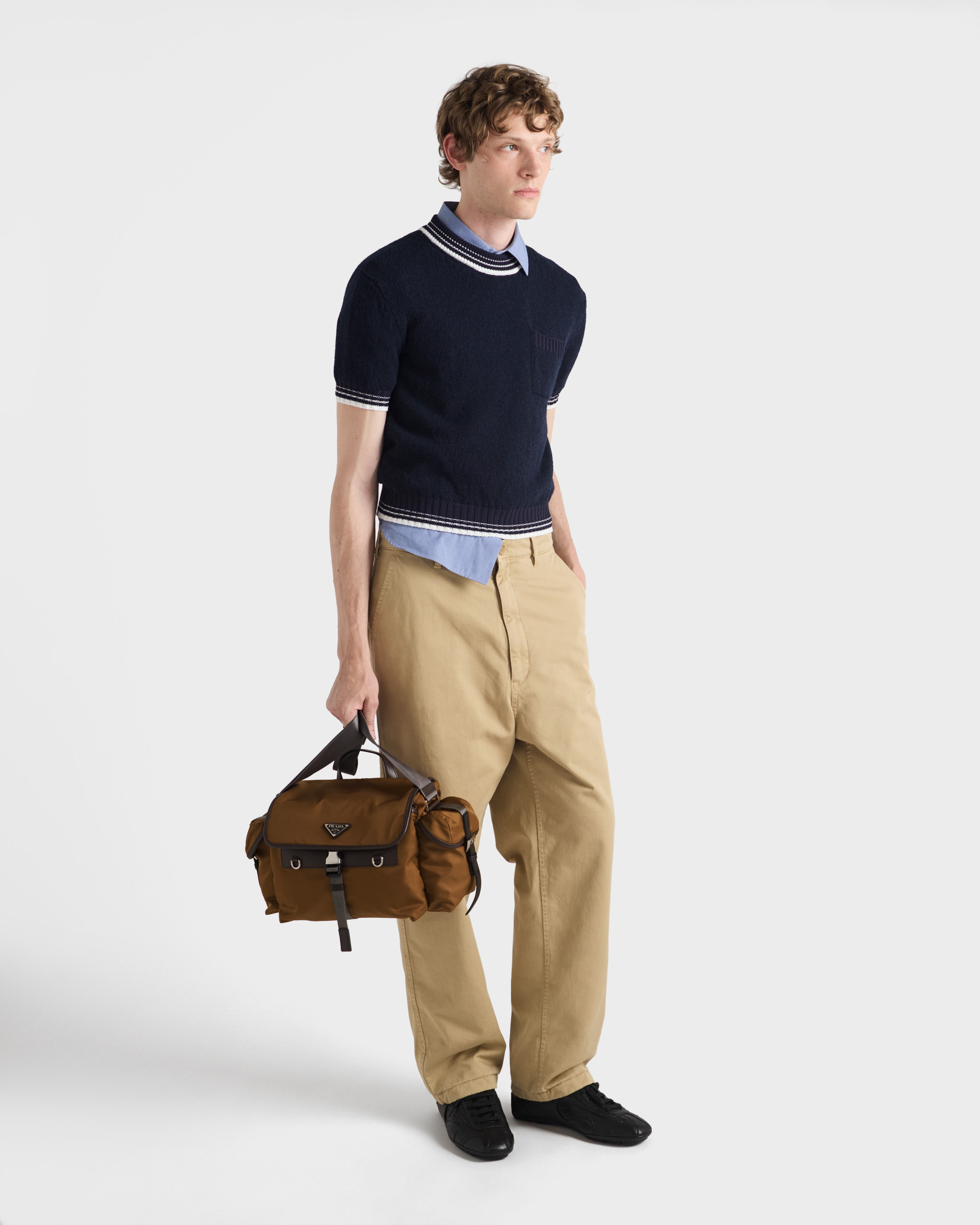Re-Nylon and leather shoulder bag - 8