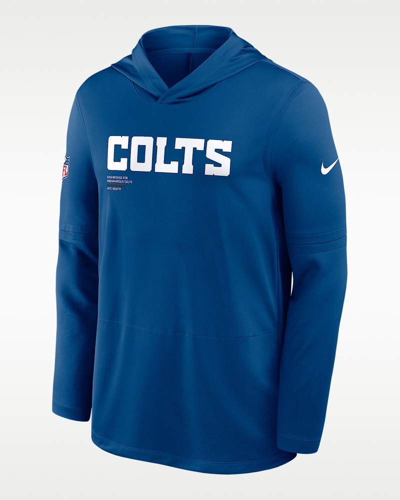 Indianapolis Colts Pure Fury Sideline Men's Nike Dri-FIT NFL Long-Sleeve Hooded Top 1