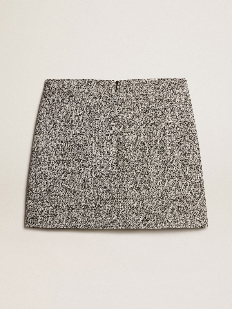 Miniskirt in black and white bouclé cotton 5
