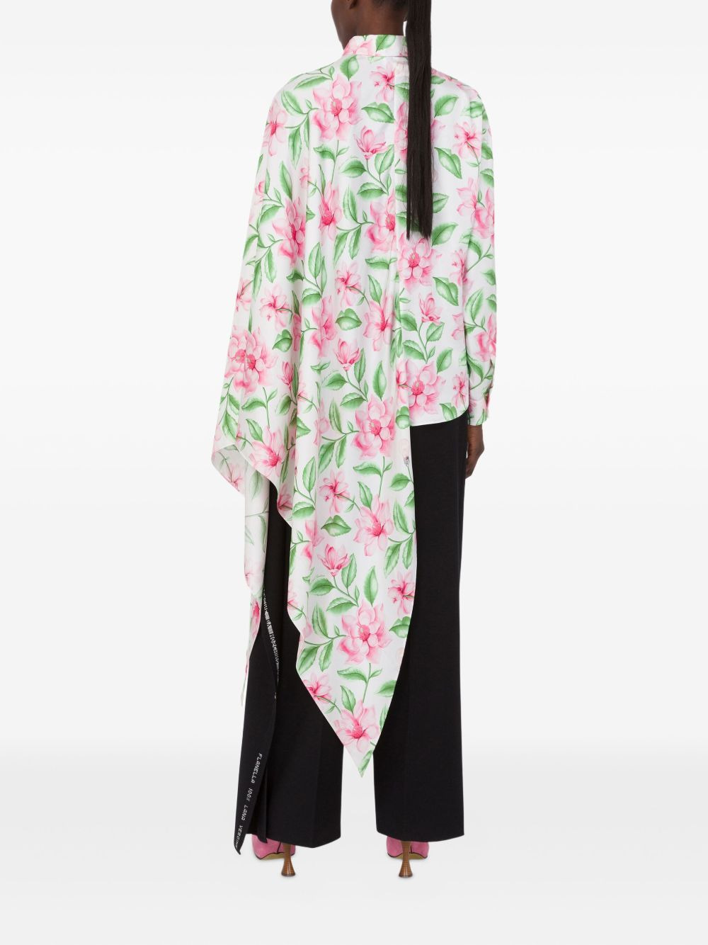 floral-print asymmetric silk shirt - 3