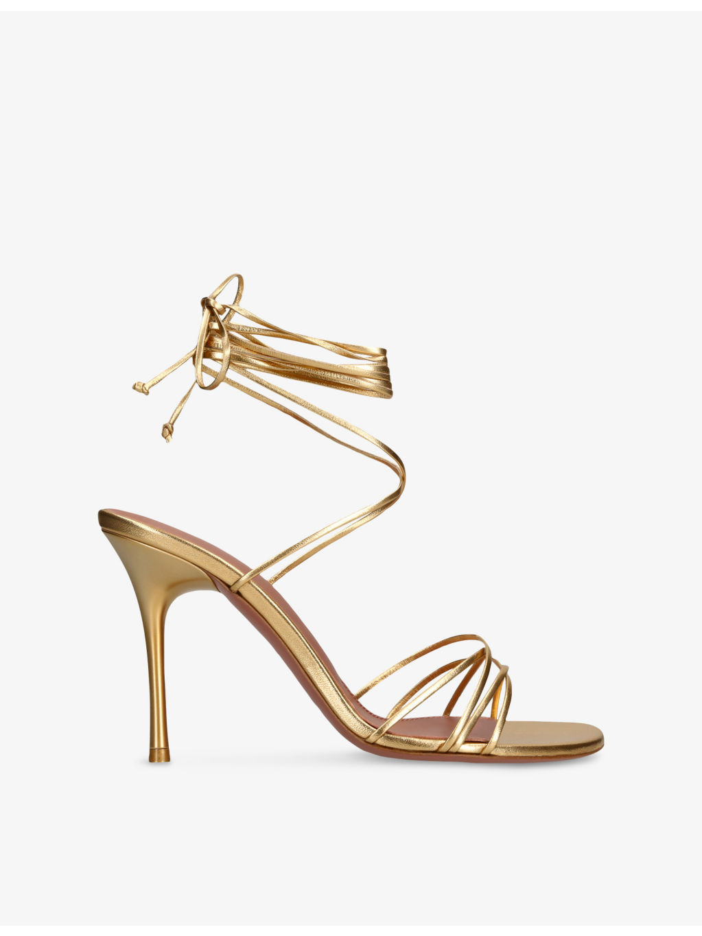 Lori Lace-Up Metallic-Leather Heeled Sandals - 1