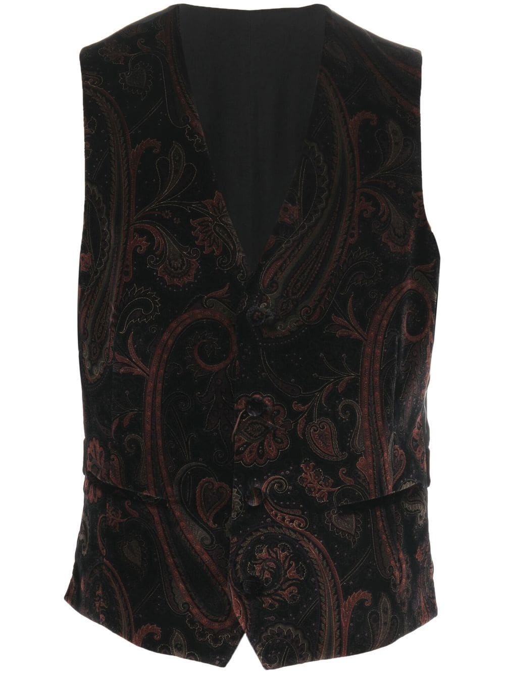 paisley-print velvet waistcoat - 1