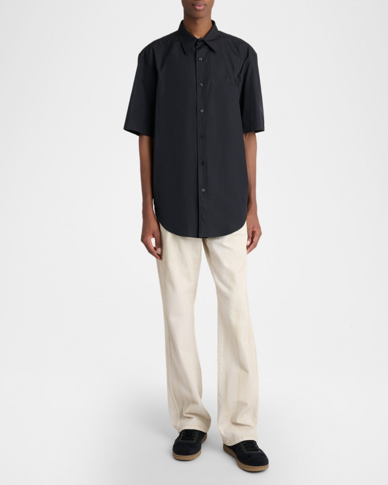 Balmain Men's Poplin Embroidered-Logo Oversized Short-Sleeve Shirt outlook
