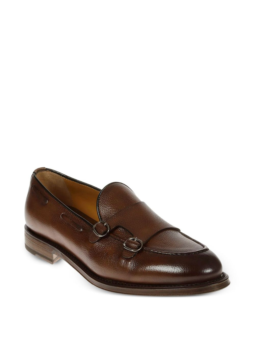 double-buckle leather loafers - 2