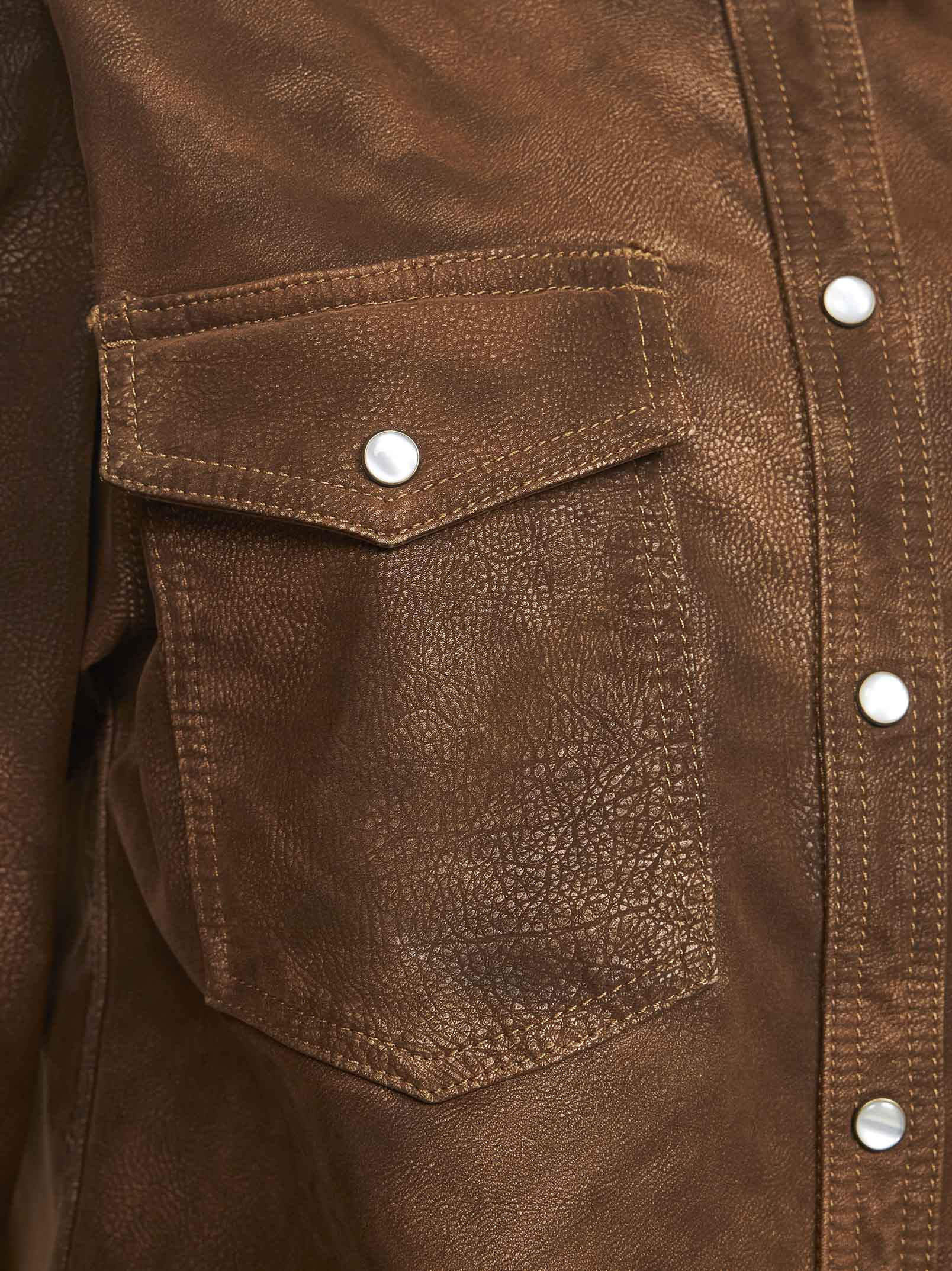 Tobacco vintage faux leather Karima shirt - 3