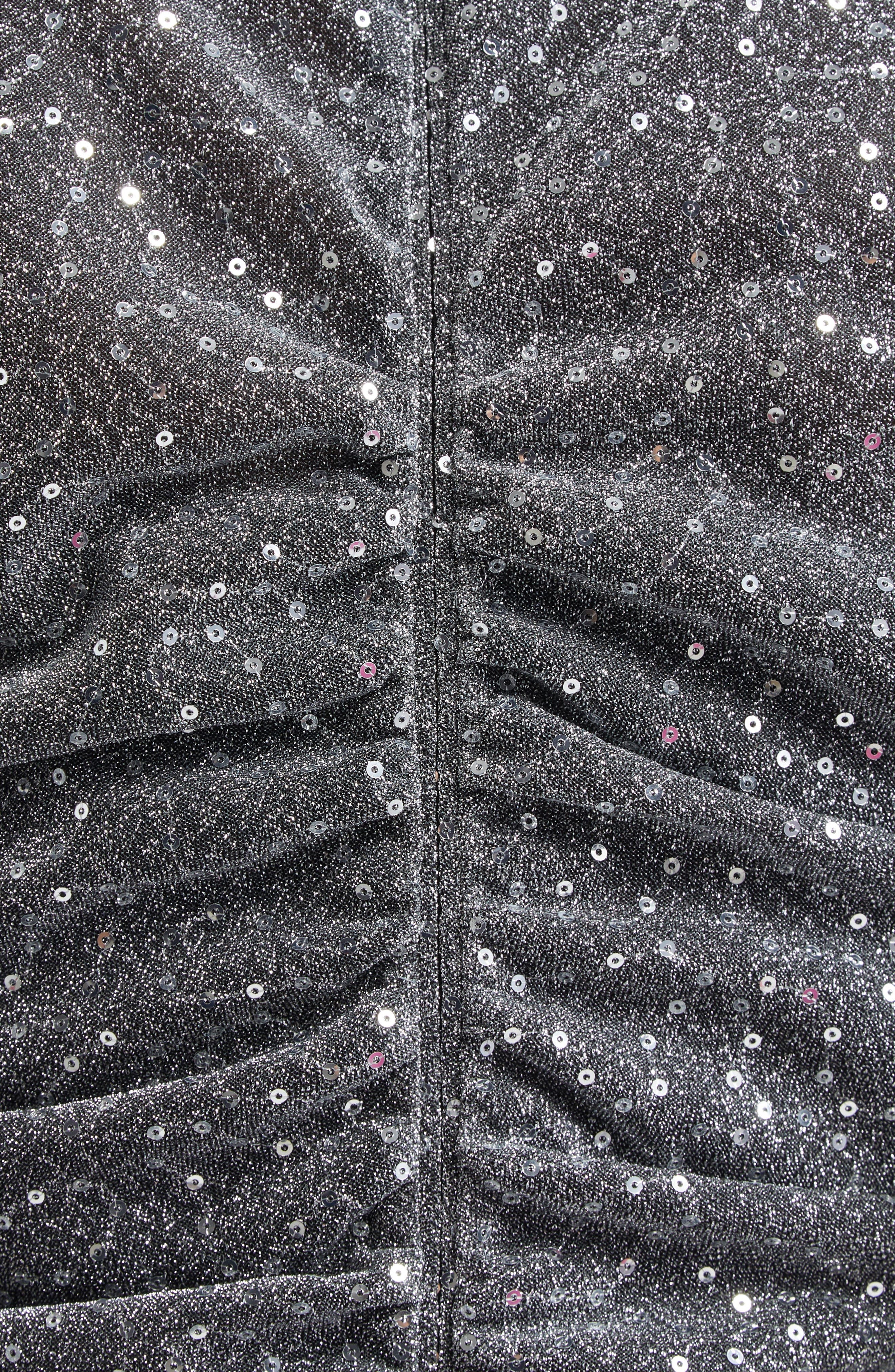 Dolce&Gabbana Ruched Long Sleeve Sequin Midi Dress in Argento at Nordstrom - 6