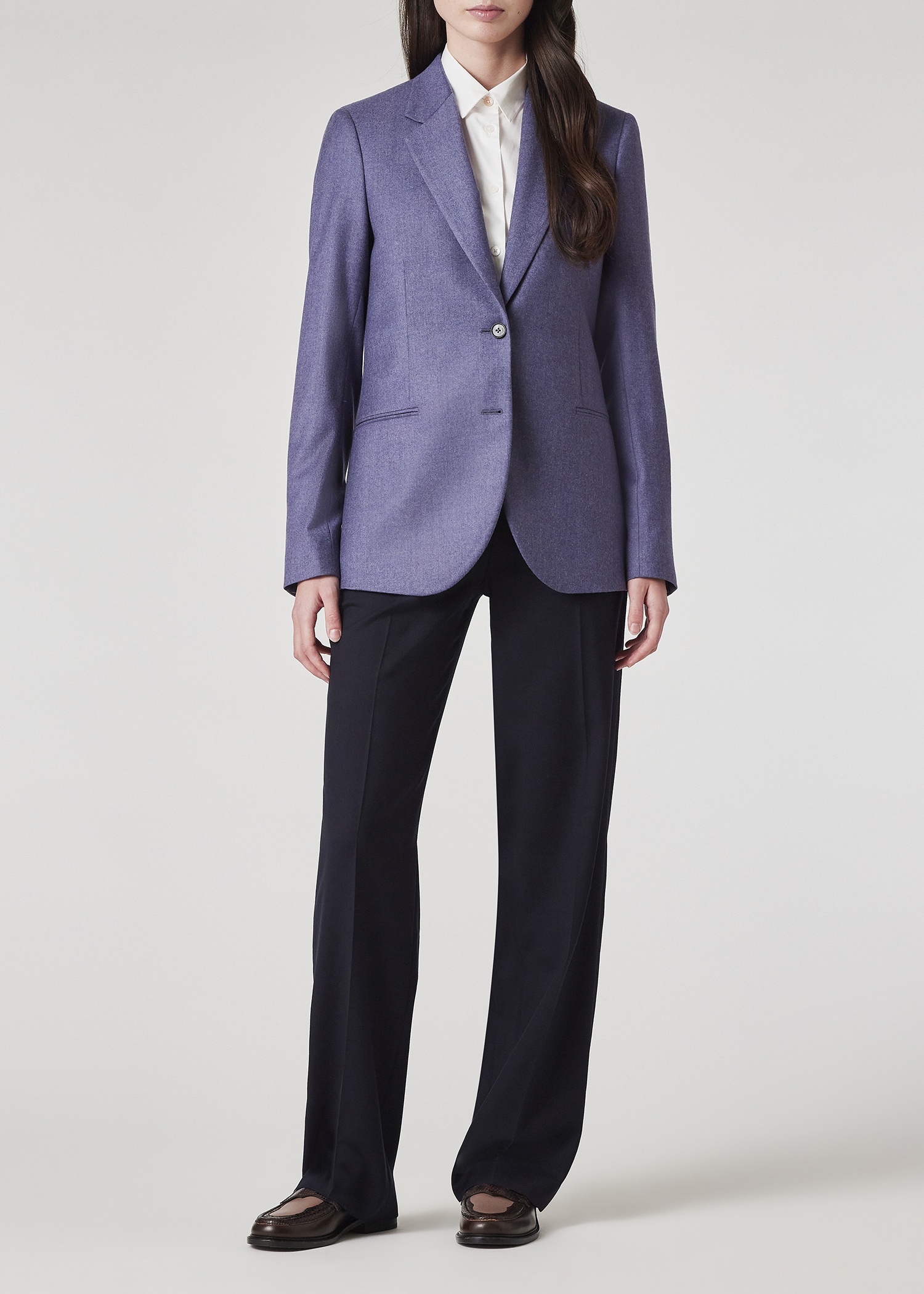 Women's Lavender Wool-Cashmere Flannel Two-Button Blazer - 6