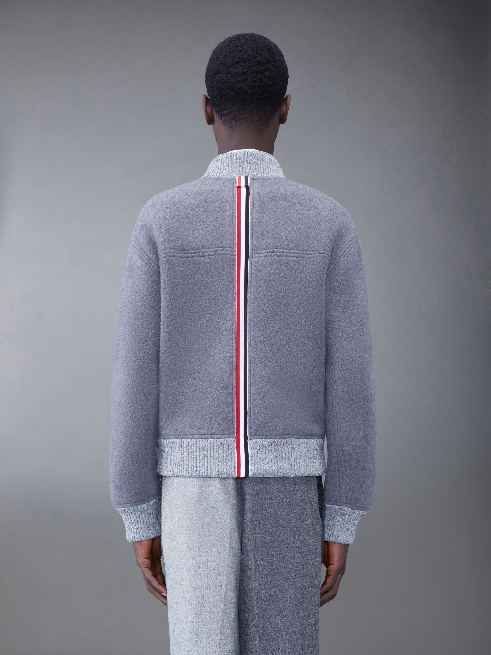 Wool Fleece Stripe Bomber - 4