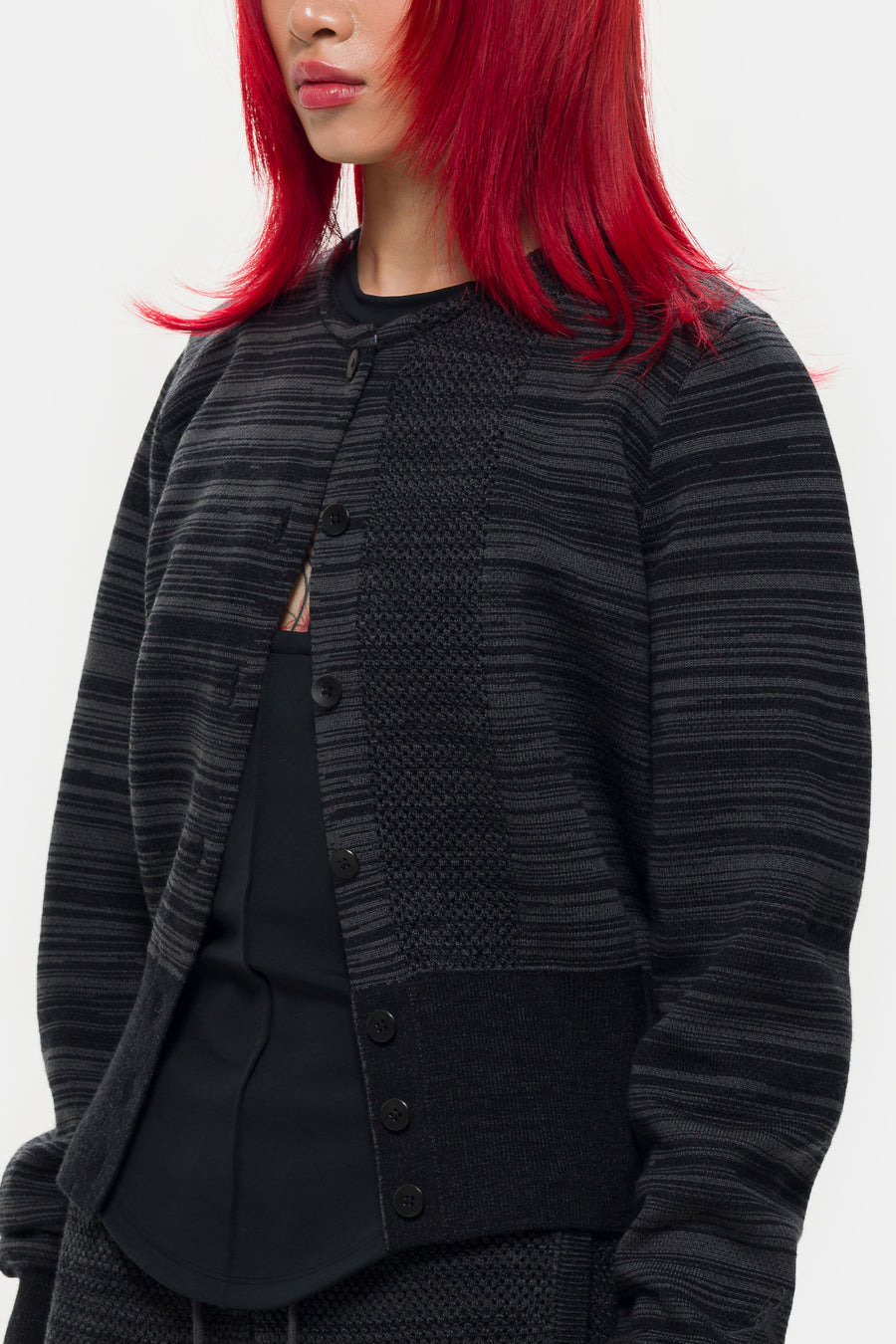 Téla Knit Cardigan in Dark Smokey Grey/Black - 4