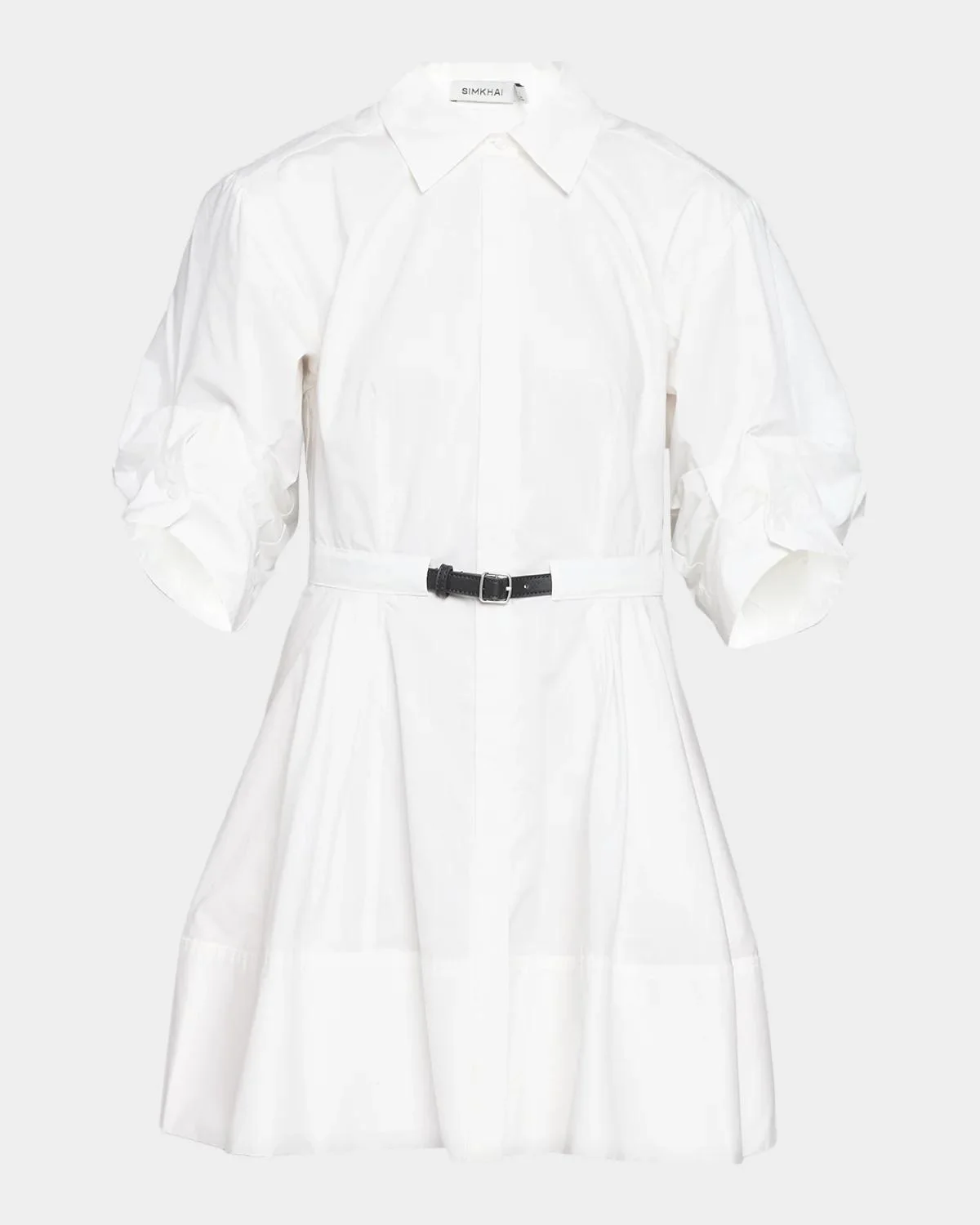 Shana Belted Ruched Sleeve Dress - 1