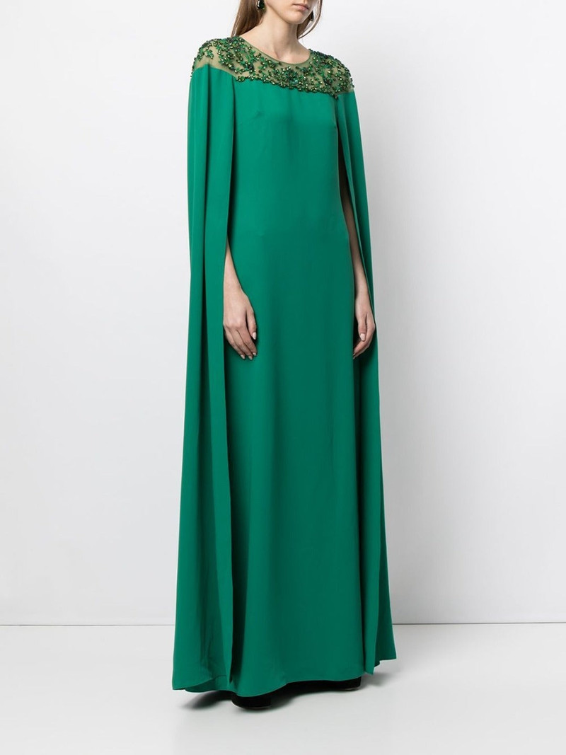 Marchesa EMBROIDERED CAPE DRESS outlook