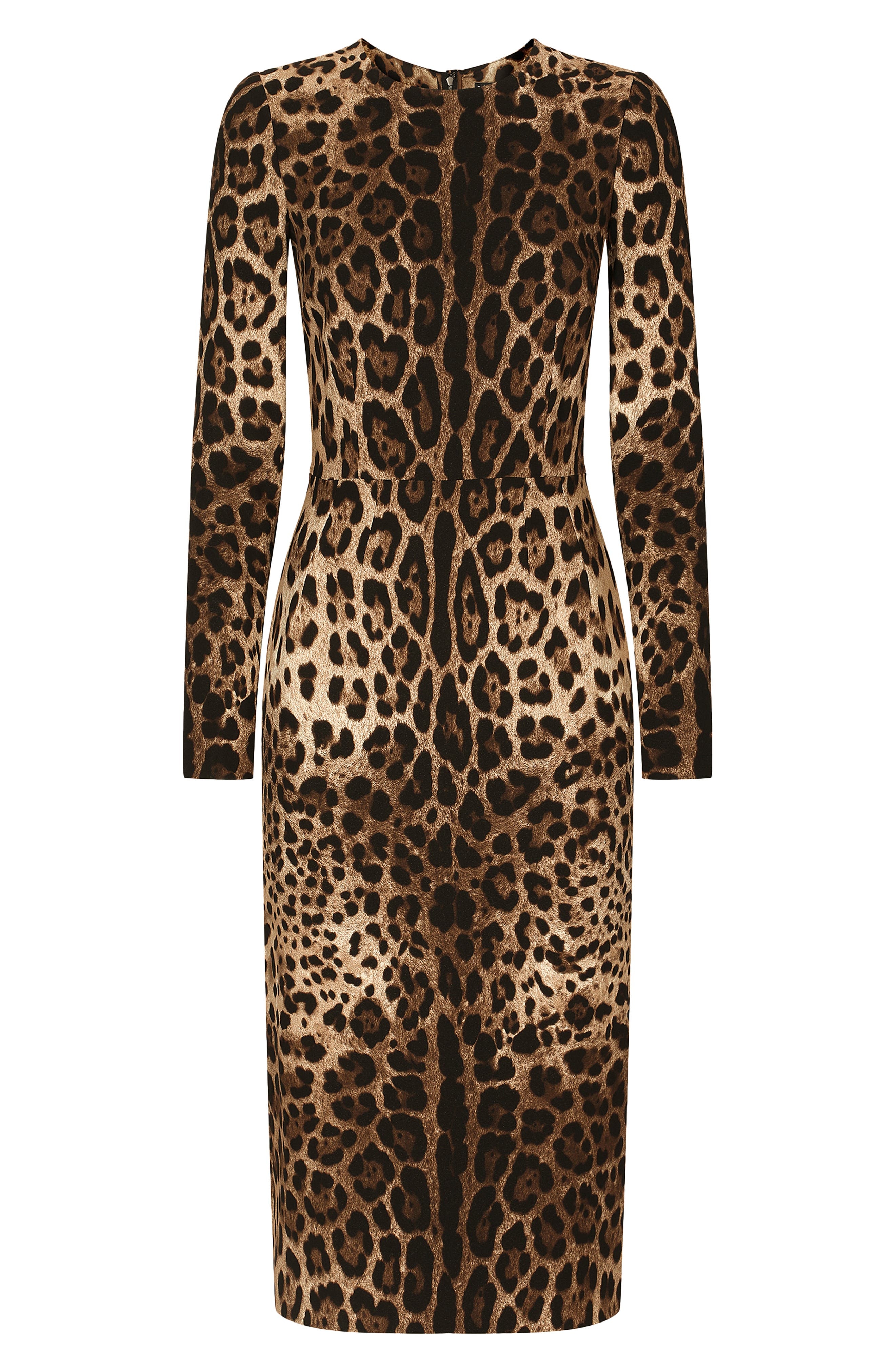 Leopard Print Long Sleeve Sheath Dress - 4