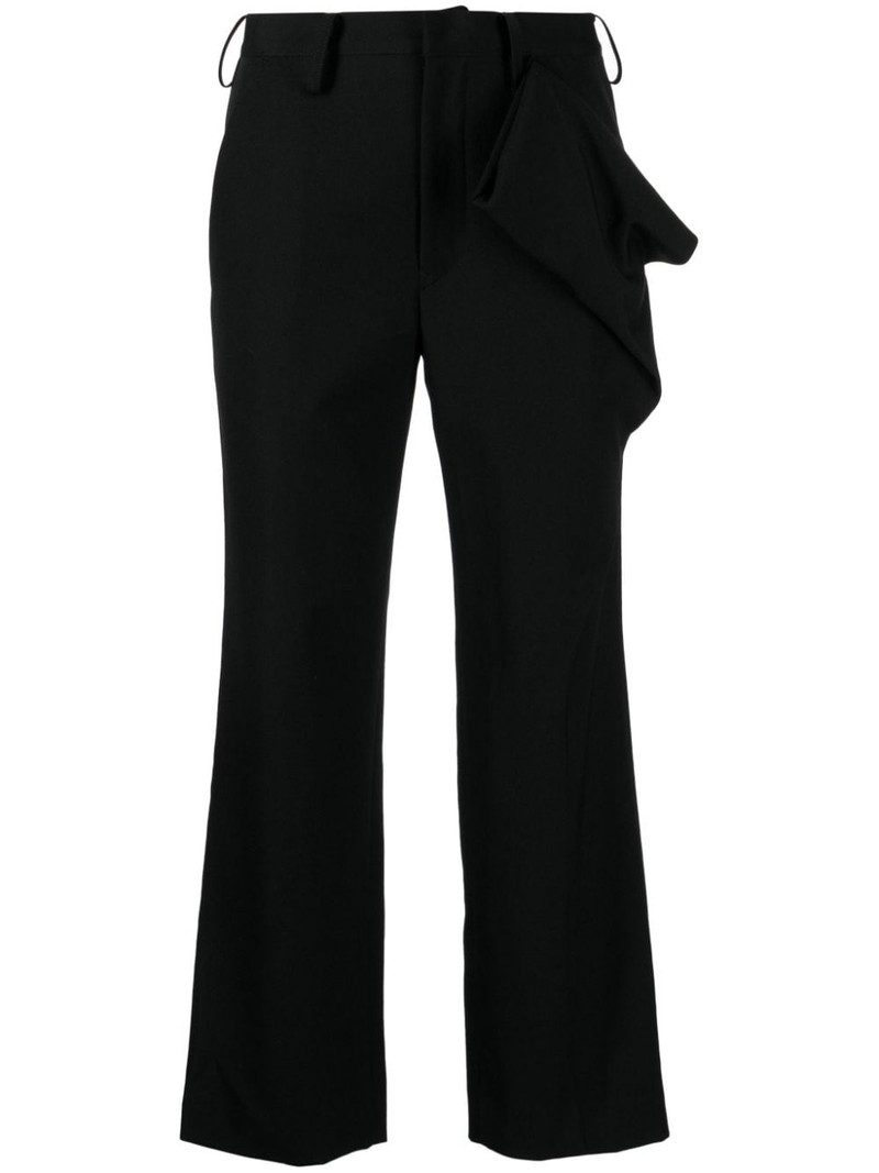 draped-detail cropped wool trousers - 1