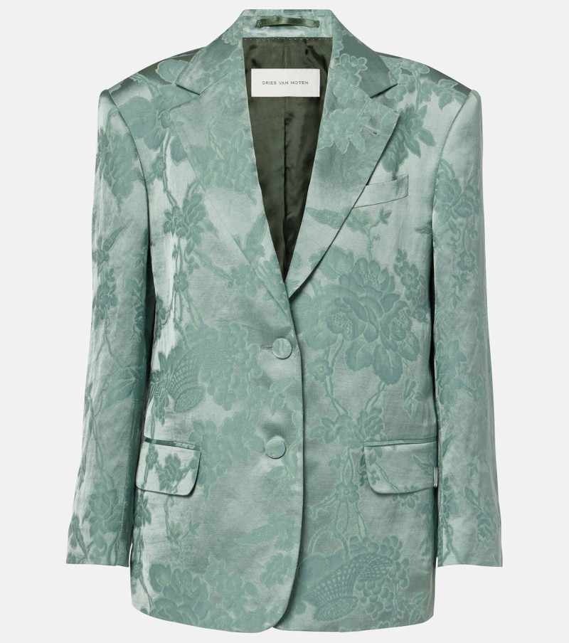 Linen-blend jacquard blazer - 1