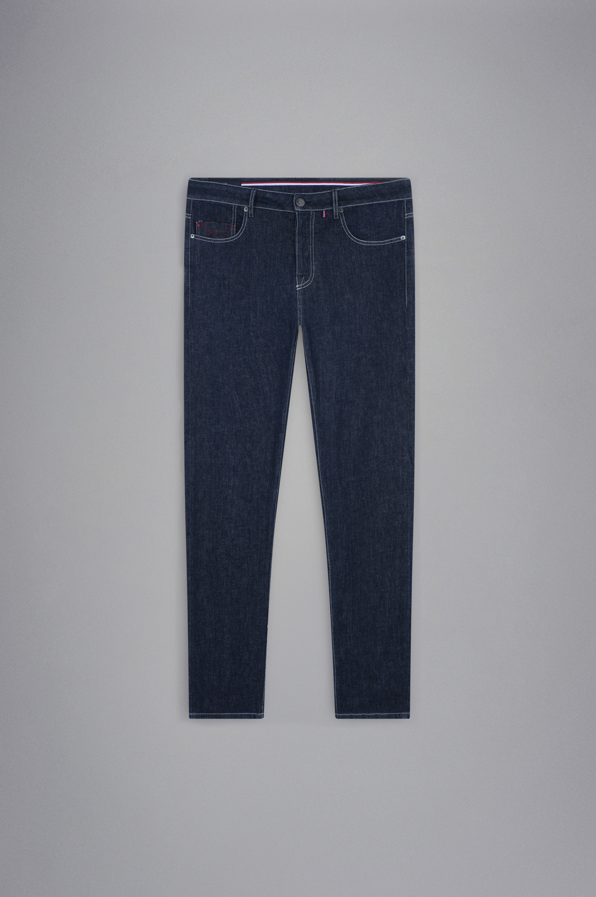 RED RIVET STRETCH JEANS - 1