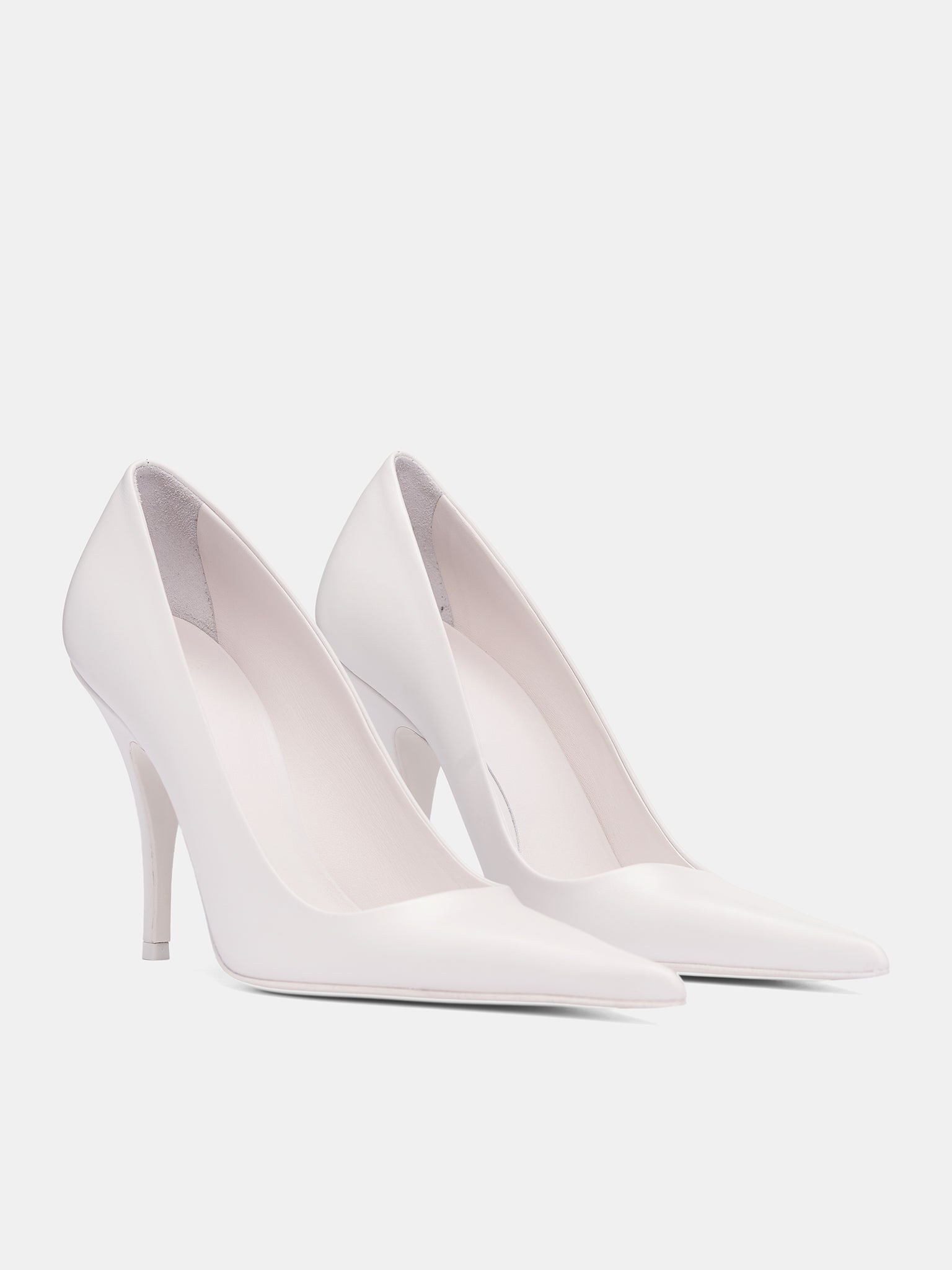White Leather Sharp Pumps - 2