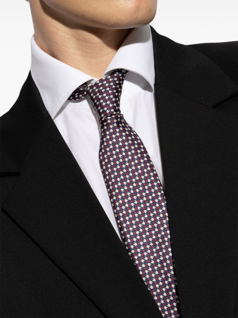 geometric-pattern silk tie - 3