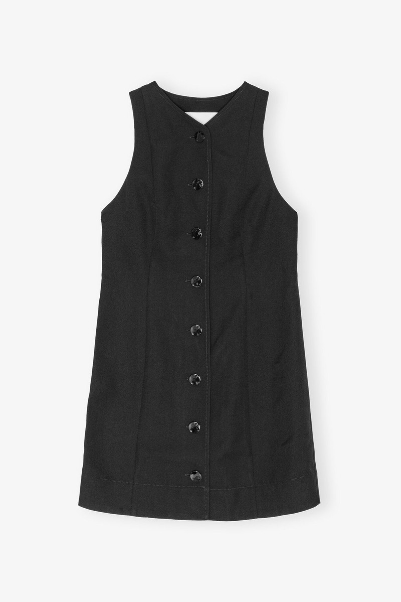 BLACK LIGHT TWILL SUITING MINI DRESS 1