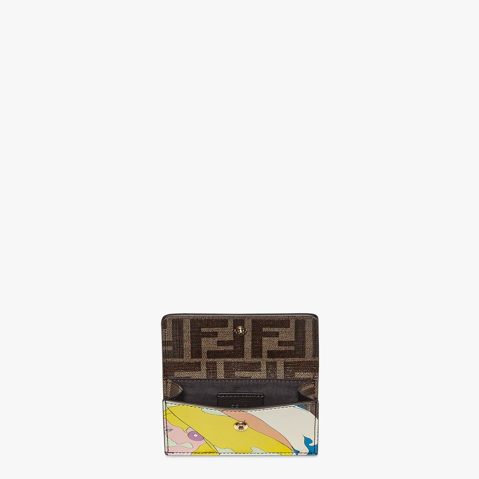 Fendi Roma card holder with three card slots and coin pocket with press-stud button. Made of fabric  - 3