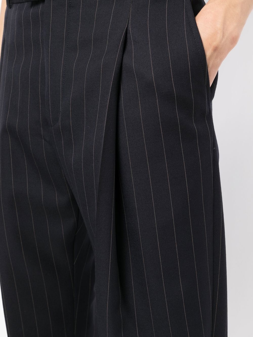 pinstripe pleat-detail tailored trousers - 5