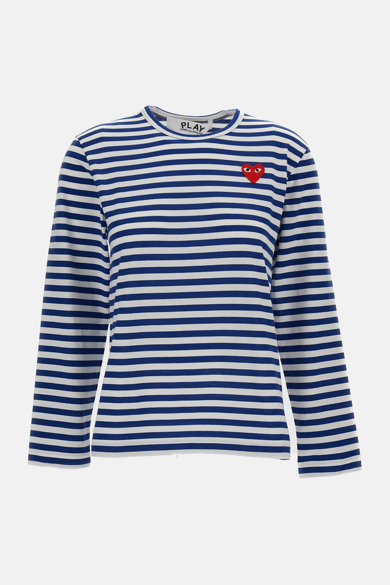 striped T-shirt with red heart logo 1