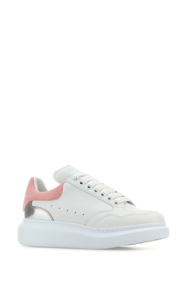 Alexander Mcqueen Woman White Leather Sneakers With Pink Suede Heel - 2