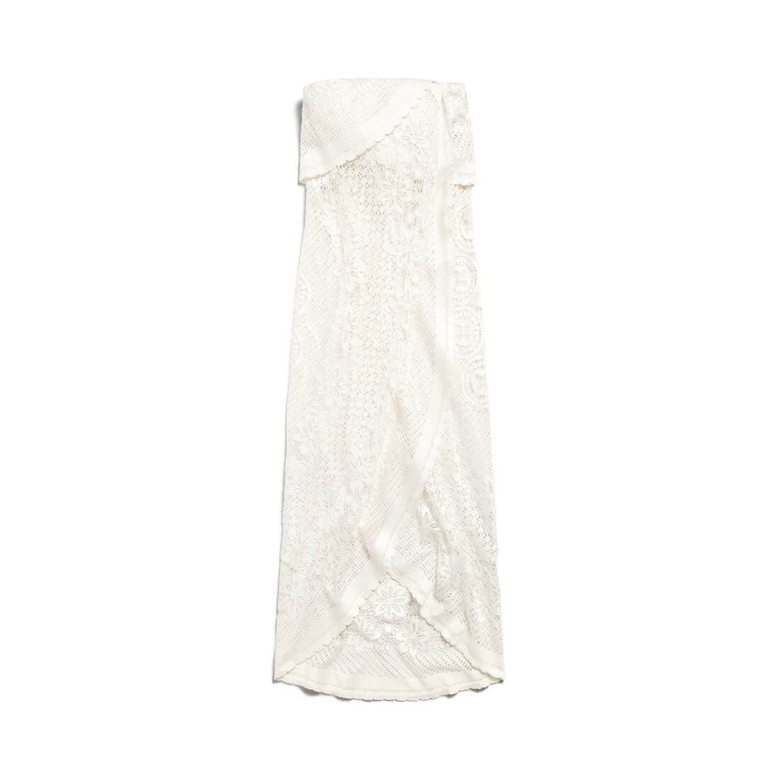 Women's Upcycled Tablecloth Dress in Light Beige - 1