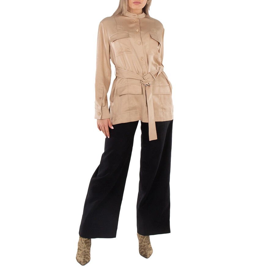 Burberry Belted-Waist Button-Up Shirt - 6