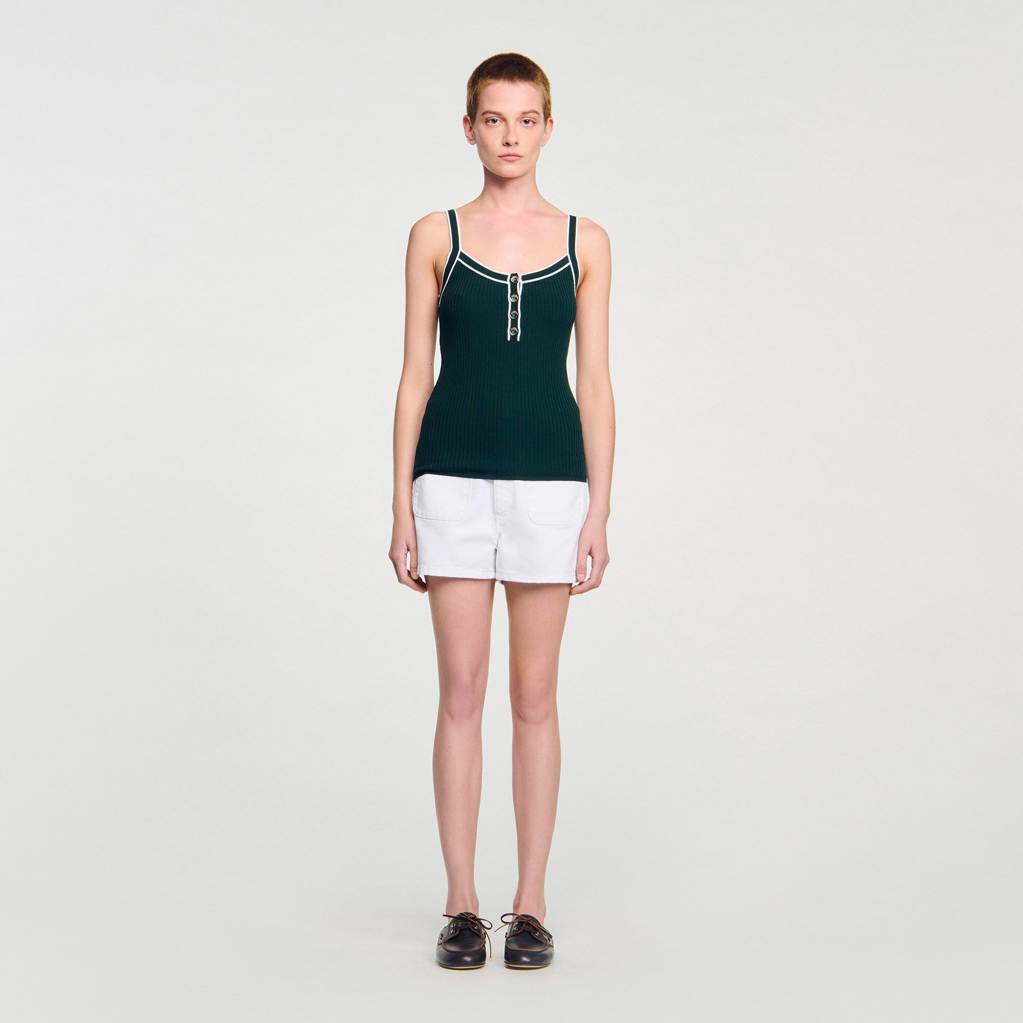 TWO-TONE KNIT VEST TOP - 2