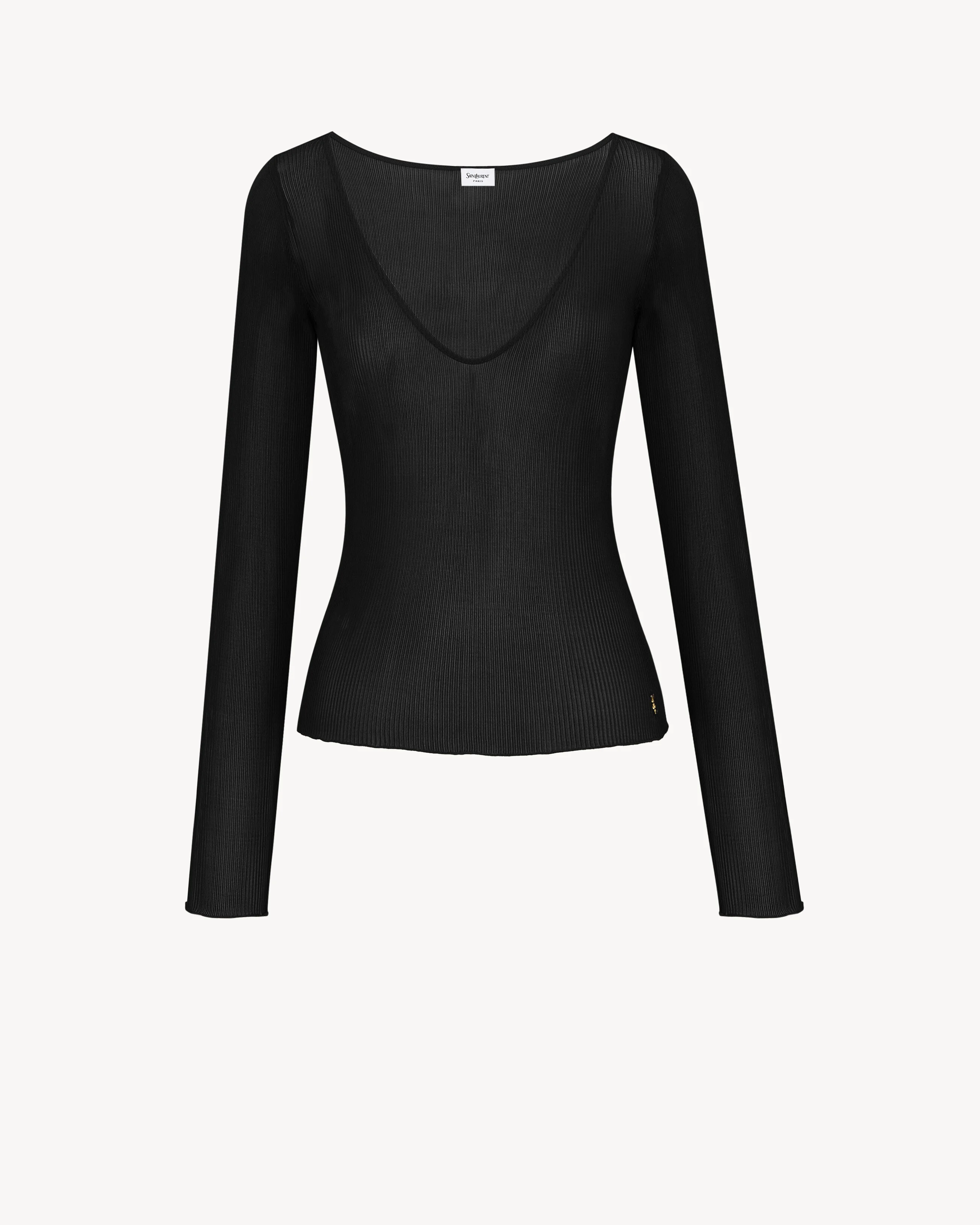 CASSANDRE V-NECK TOP IN RIBBED SILK - 1