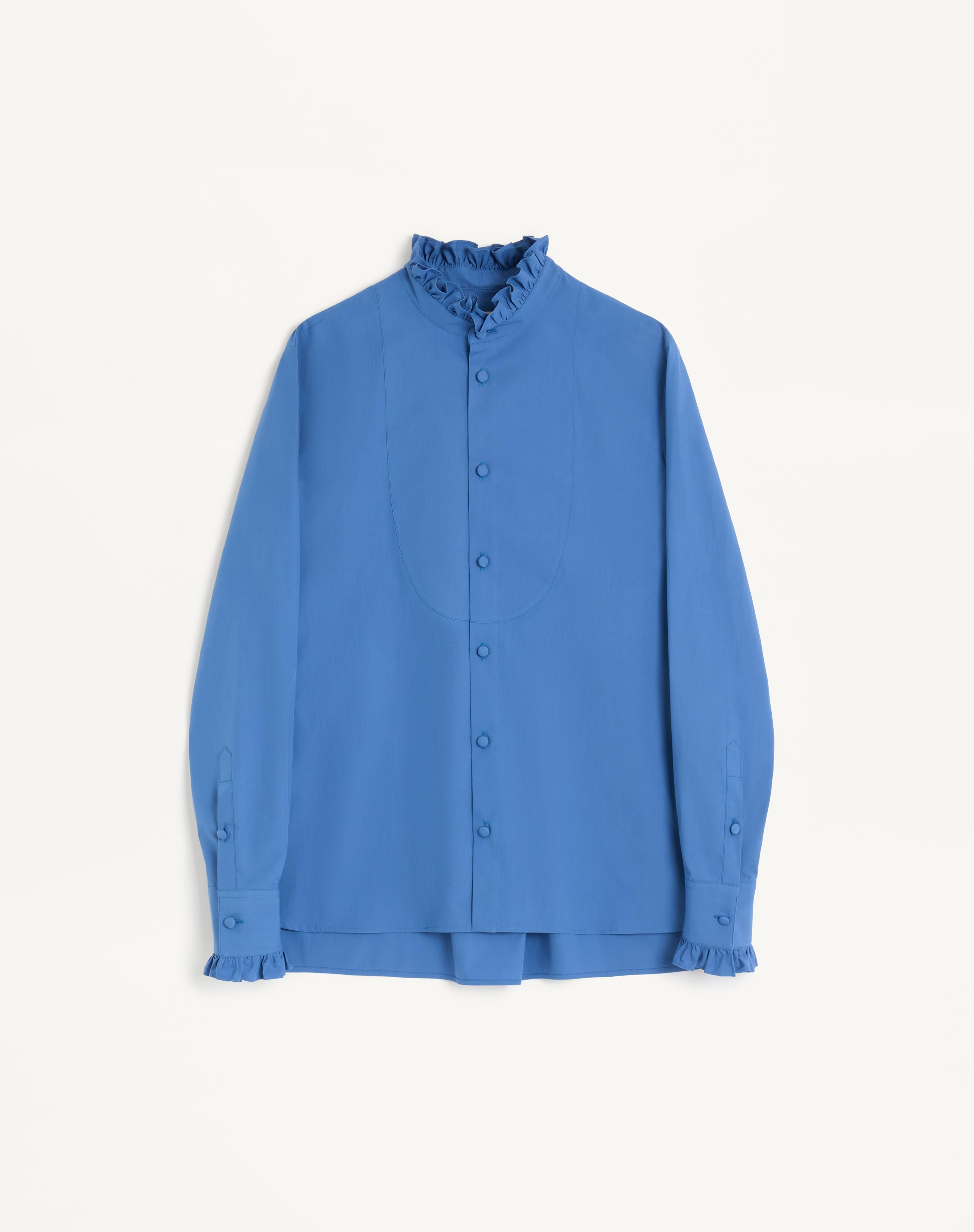 COTTON POPLIN SHIRT WITH PLASTRON AND RUFFLES - 1
