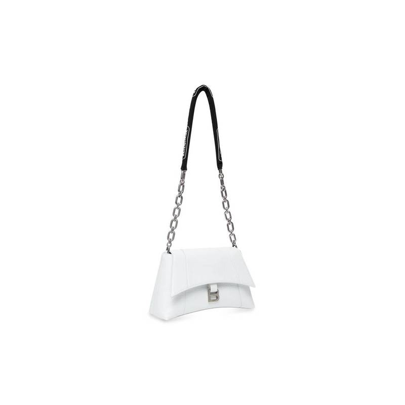 BALENCIAGA Women's Downtown Small Shoulder Bag With Chain in White outlook