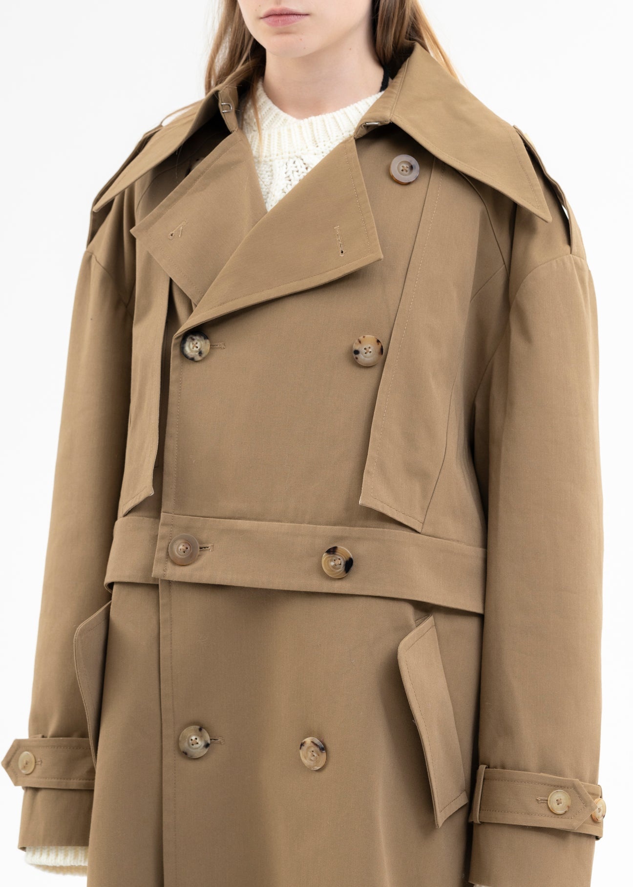 KHAKI DETACHABLE TRENCH COAT - 7