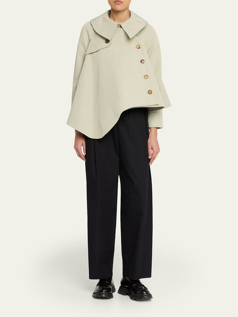 A.W.A.K.E. MODE Asymmetric Gabardine Trench Jacket outlook