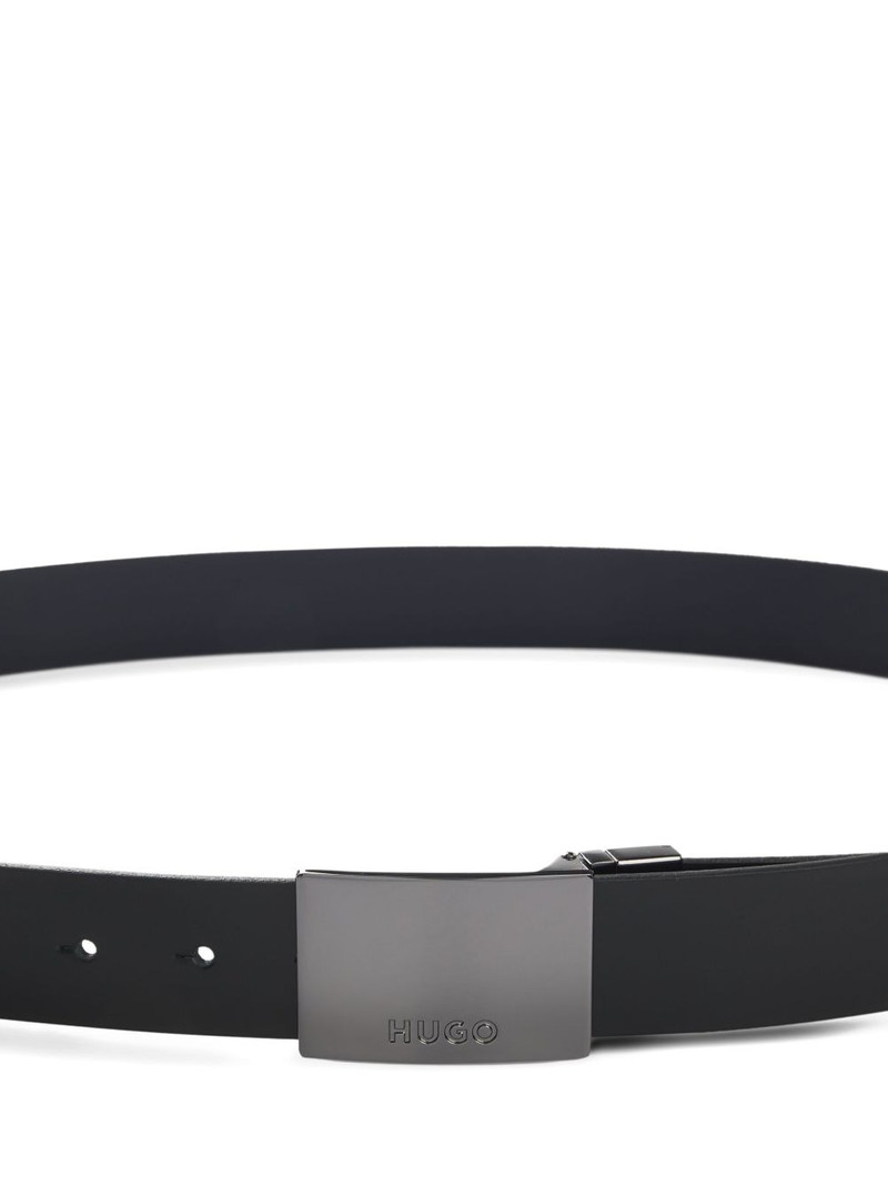 HUGO rectangular buckle leather belt outlook