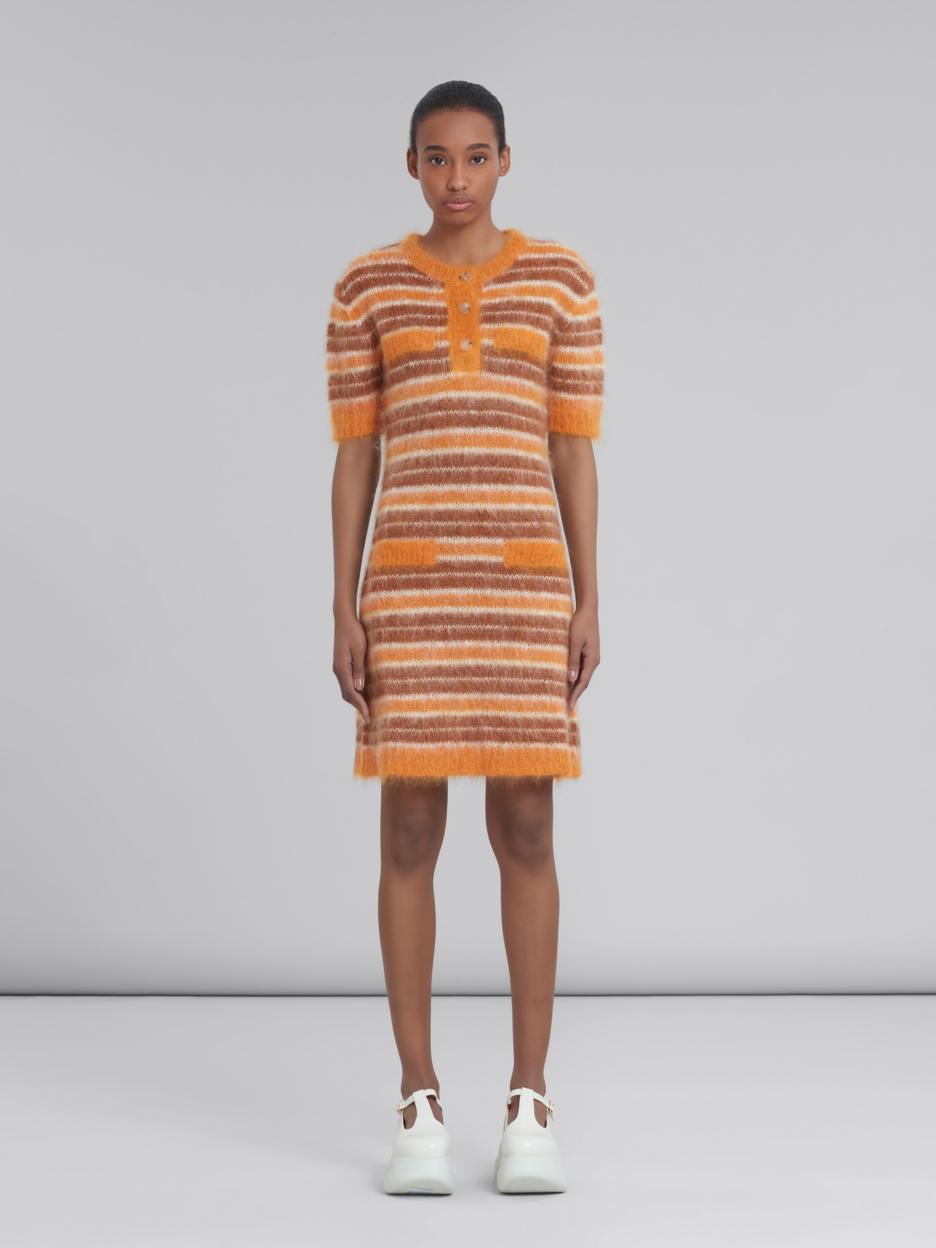 MOHAIR DRESS WITH ORANGE STRIPES - 2
